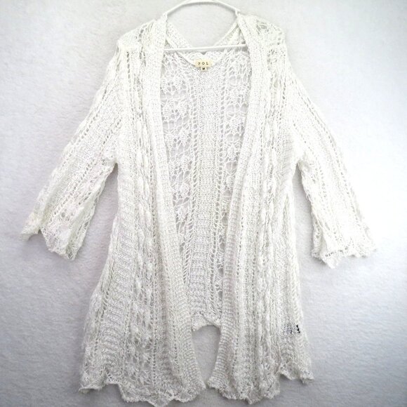 POL Sweater Womens Medium Open Knit Cardigan Lightweight Boho SMST323 - Picture 1 of 9